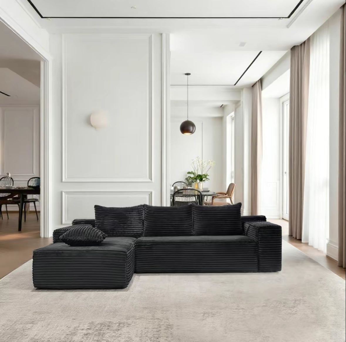 Boneless cloud velvet Lshaped sofa