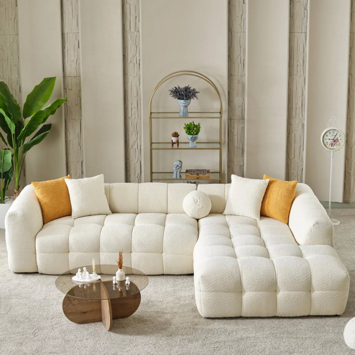 Casual Bouclé Sectional Sofa