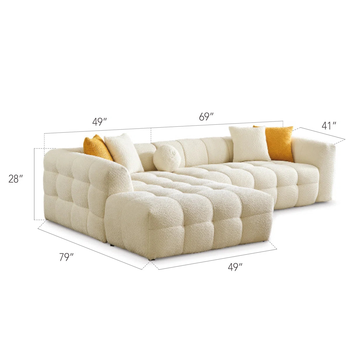 Casual Bouclé Sectional Sofa