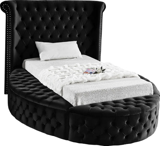 Round bed frame with buttons